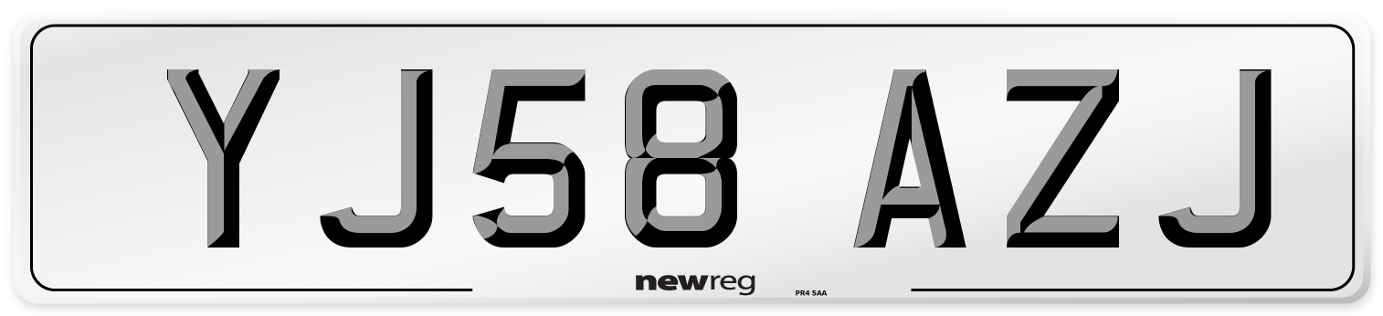 YJ58 AZJ Number Plate from New Reg